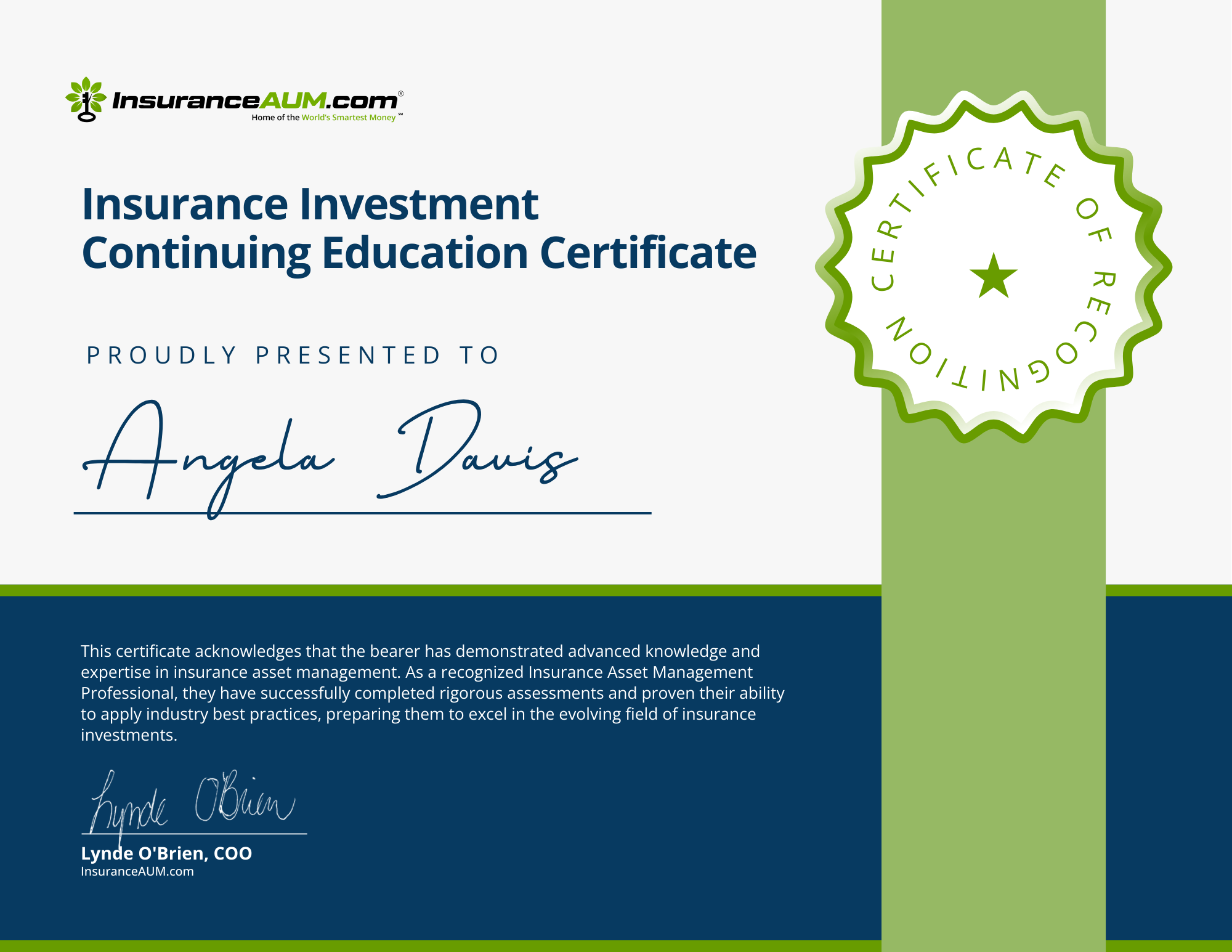 Insurance Investment Continuing Education Certificate